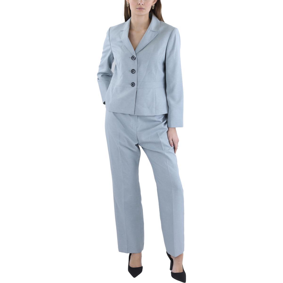 Женский синий приталенный костюм Le Suit на трех пуговицах Petites 12Р BHFO 6369