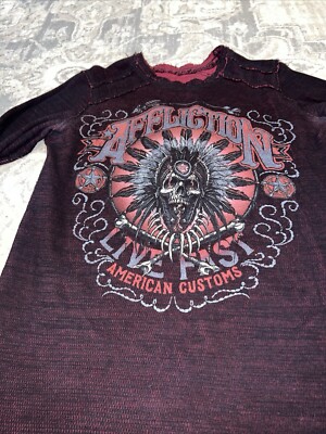 ク*コ様 AFFLICTION 長袖シャツ ブラック レッド ロンT 長袖