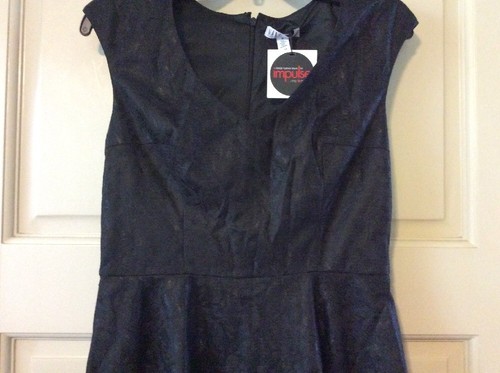 New Women's S/M Black Sexy Event Dress Party Cocktail Lace Cap Sleeves Impulse * - Picture 10 of 12