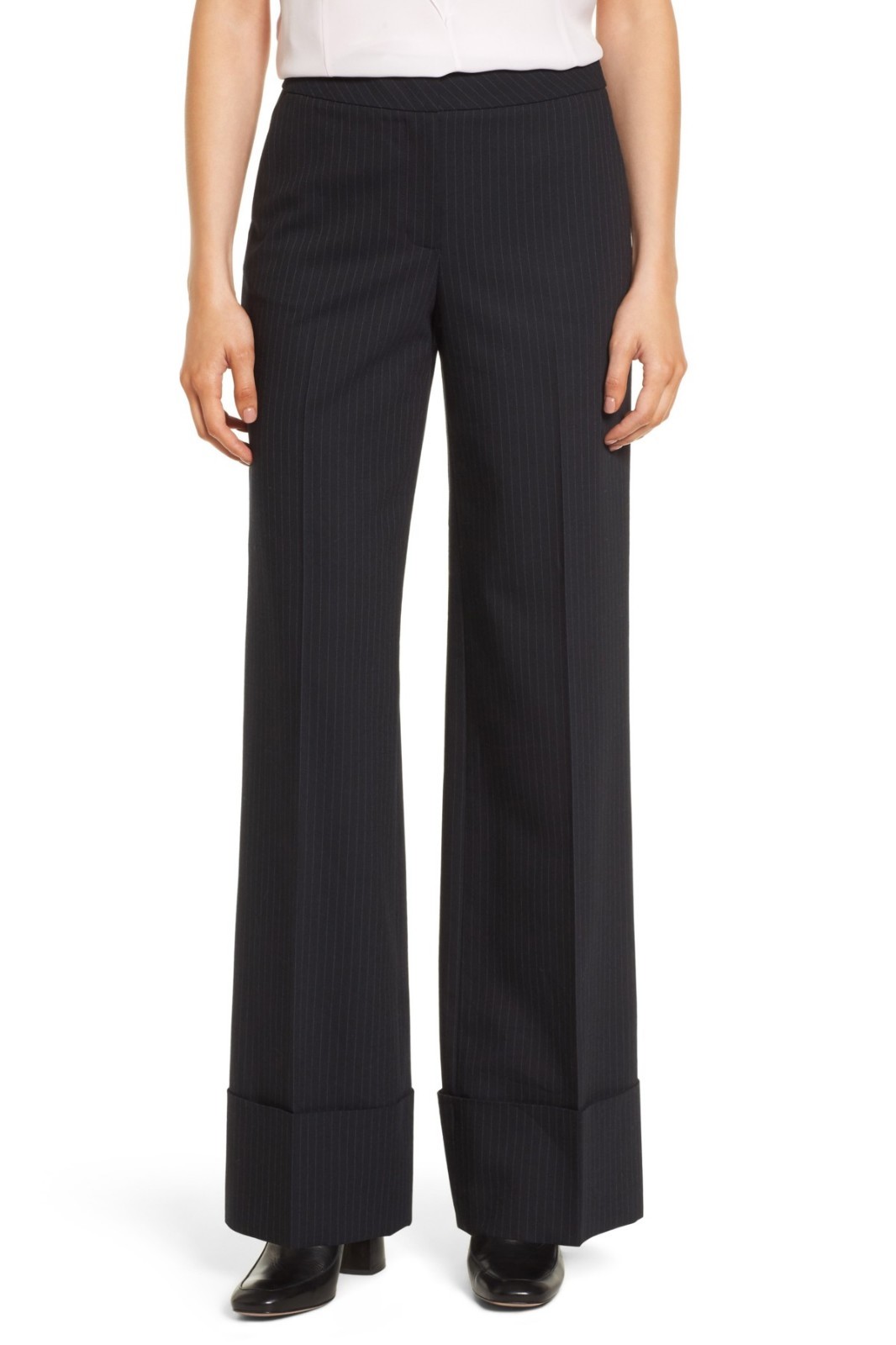 Широкие брючные брюки с манжетами в тонкую полоску LEWIT Nordstrom Navy Night 6 US
