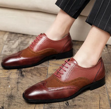 Mens Leather Lace Up Flat Business Office Comfort Pumps Square Toe Casual Shoes