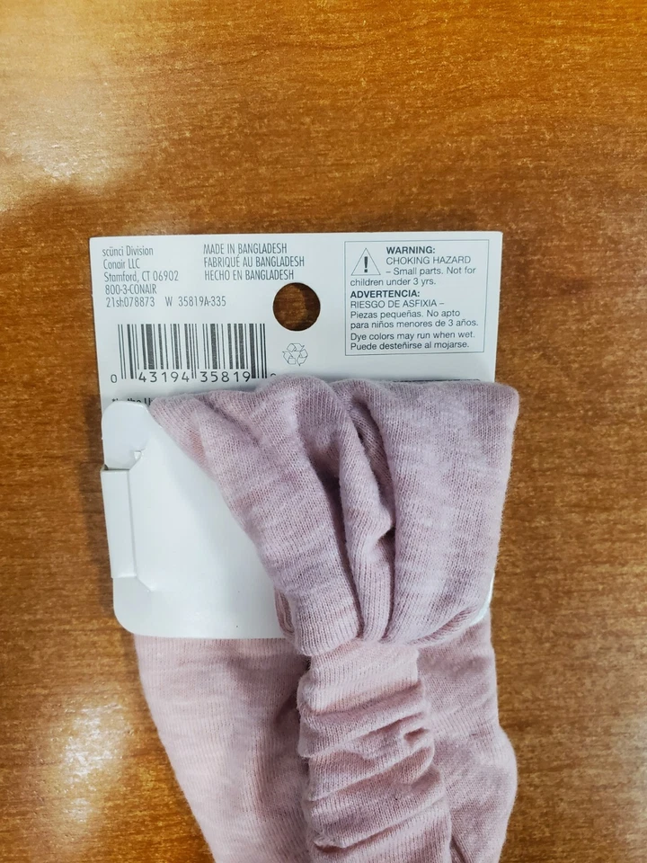 Paquete de 4: diadema/envoltura anudada de algodón reciclado Scunci *ROSA* (8199) R9P2b Foto 4 de 4