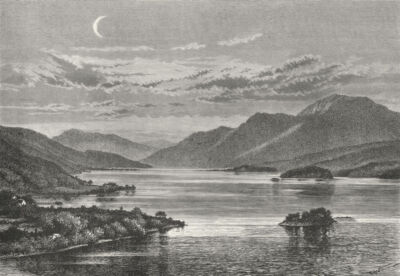 SCHOTTLAND. Loch Lomond & Ben, aus Inchtavannah um 1885 altes antikes Druckbild