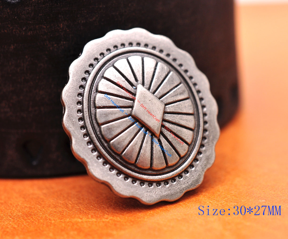 10X 30*27MM Retro Silver Tribal Carved Diamond Flower LEATHERCRAFT