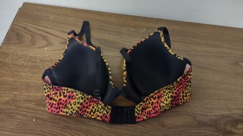 Lily of France Red Yellow Orange Animal Leopard Print Push Up Bra Size 36C - Picture 2 of 4