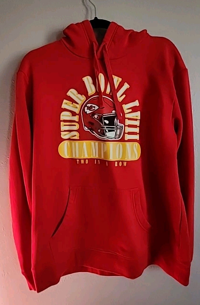Felpa con cappuccio Kansas City Chiefs Super Bowl Champions due in una fila FANATIC L rossa NFL
