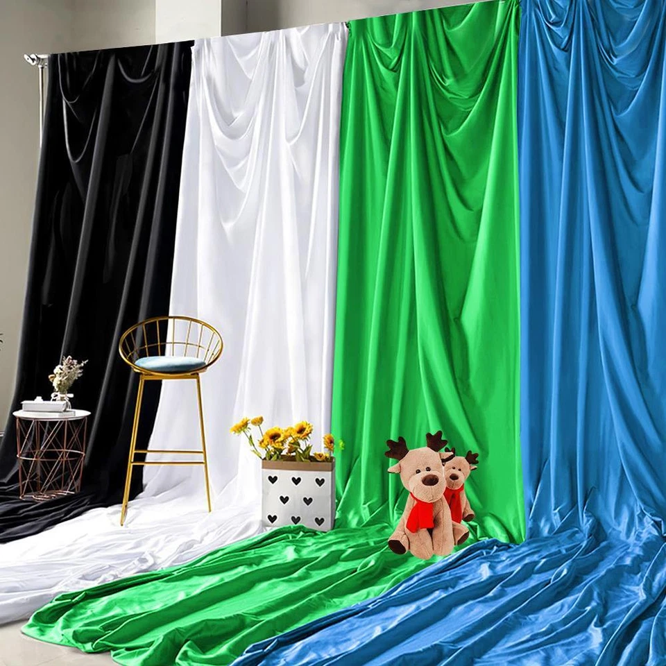 Foto Fundo Fundo Muslin Algodão Estúdio Preto Branco Azul Tela Verde Reino Unido - Imagem 3 de 4