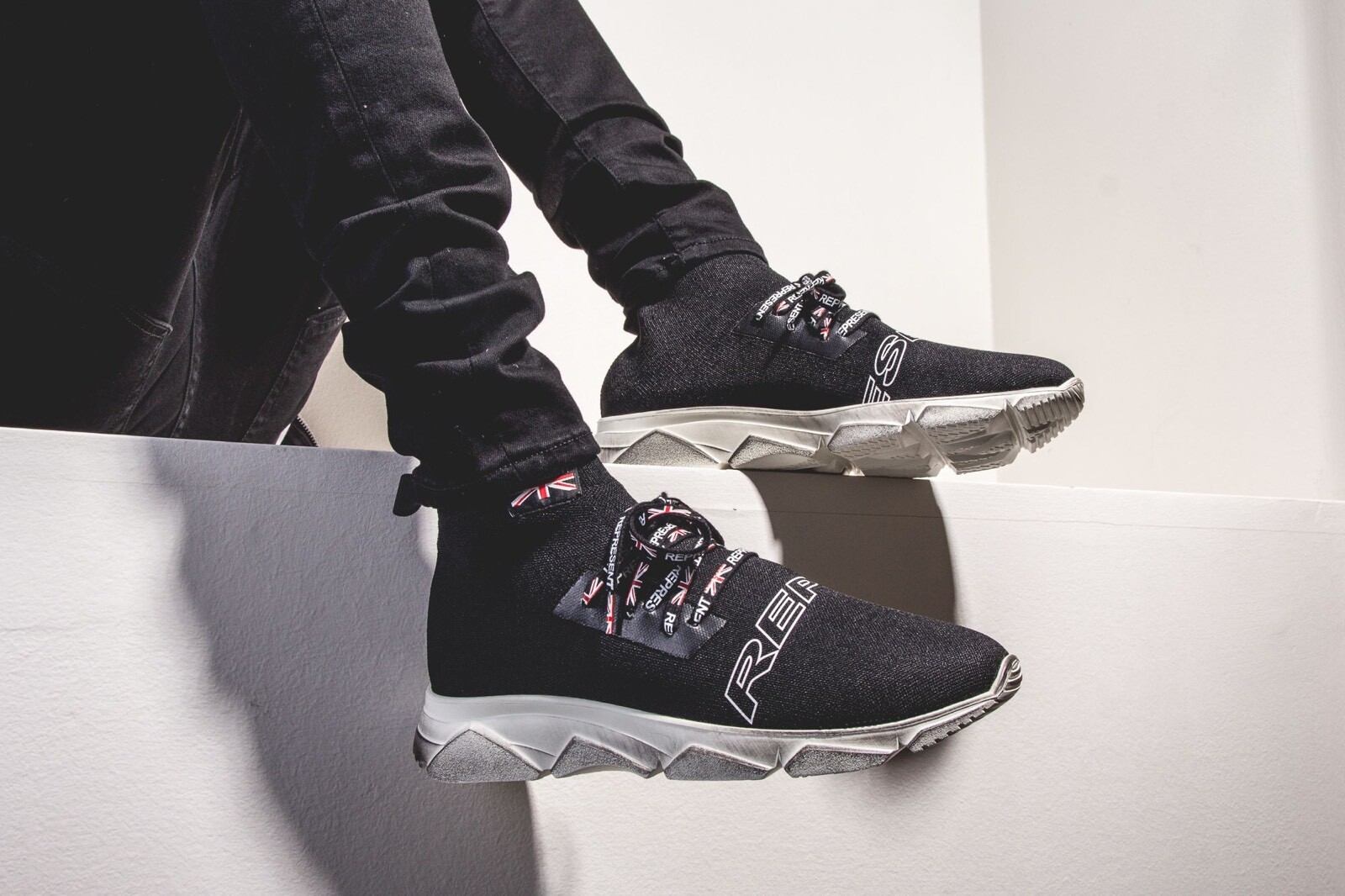 Italian Made High Fashion Sock Sneaker Distressed Trainers by Represent England image 2