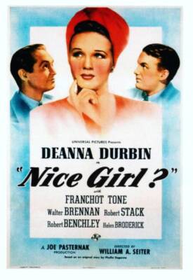 Nice Girl? poster Franchot Tone Deanna Durbin Robert Stack on - Movie Old Photo