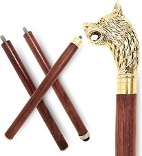 Antique Brass Victorian Handle Wooden Vintage Style Walking Stick Cane Designer