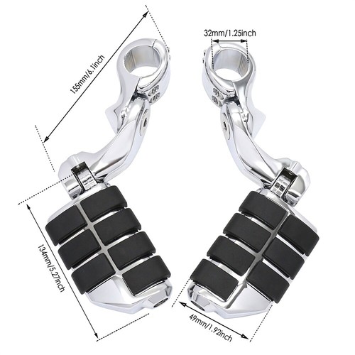 Chrome Classic Footpegs w/ Mounts Set For Harley Low Rider / S / ST 2018-2024 US - Picture 2 of 14