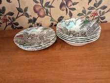 8-VINTAGE MYOTT ROYAL MAIL STAFFORDSHIRE (4) COUPE BOWLS (4)DESSERT PLATES 