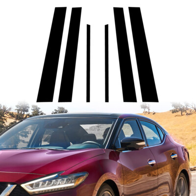 Glossy Black Door Pillar Posts Window Cover Trim Fit For Nissan Maxima 2016-2022