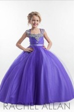 Purple Organza Little Girls/Kids Glitz Pageant Dress Flower Girls Wedding Formal