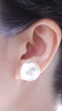 1 Pair Clip On Faux Pearl Button Stud Earrings Non-Pierced Size:20mm