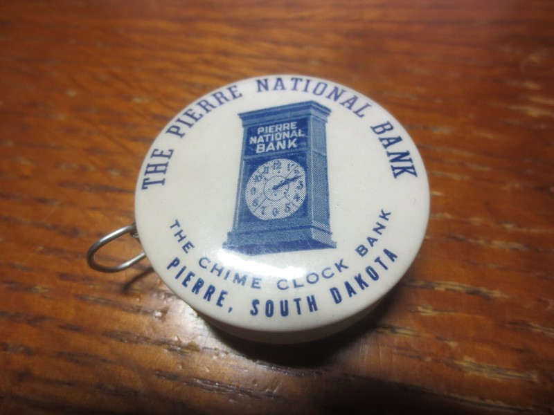 Scarce Antique Celluloid Pierre National Bank SD Sewing Tape Measure