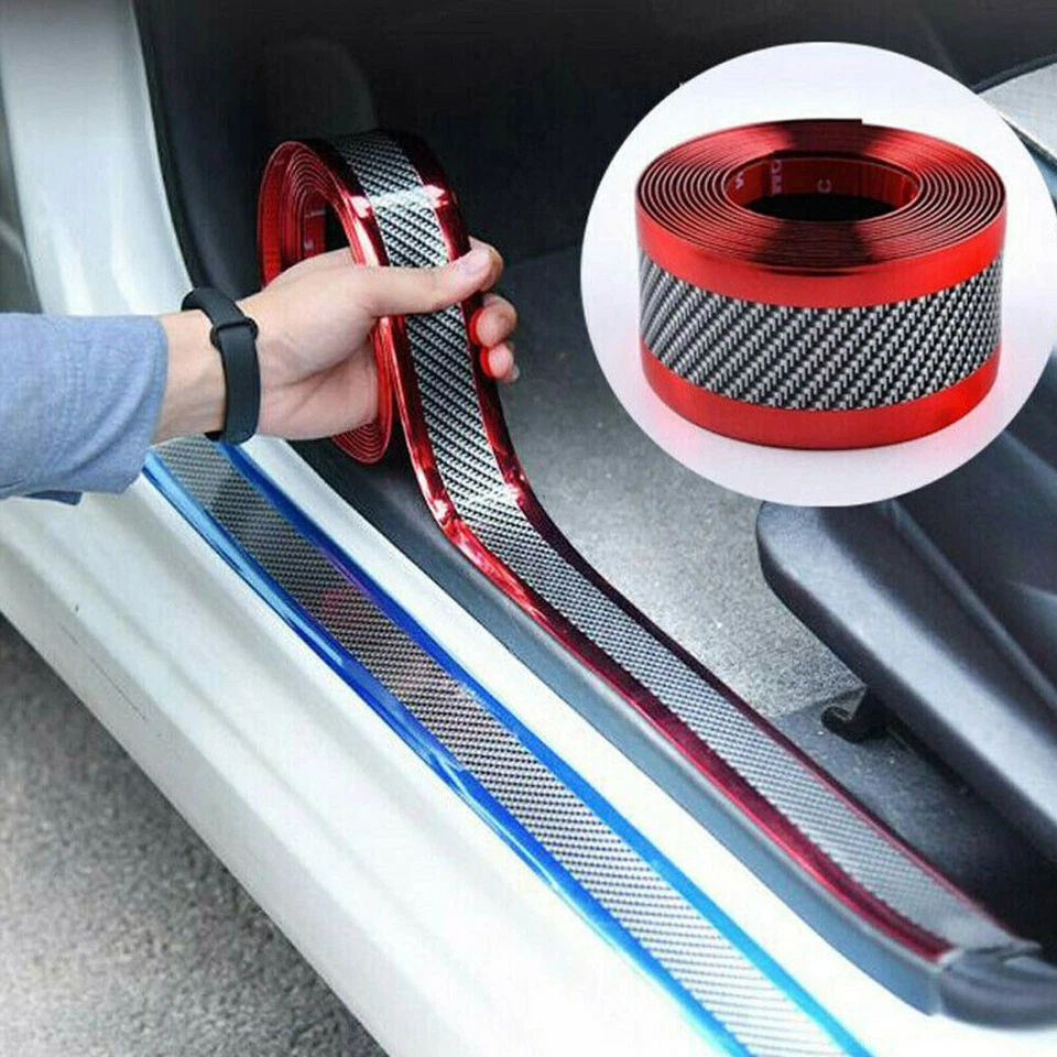 Pegatina de fibra de carbono para coche impermeable alféizar de puerta anti arañazos Protecto E Foto 2 de 4