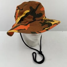 Gelante Boonie Hat Unisex S/M Camo Cotton Blend Side Snaps Chin Strap Wide Brim