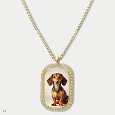 Gorgeous Cute Dachshund Dog Puppy Fashion Pendant Necklace Chain Printed Dog Tag