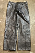 vintage 90s 80  s leather pants 36 black jeans COWHIDE motorcycle PUNK goth READ 