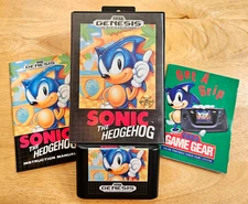Sega Genesis (CIB) Sonic The Hedgehog - COMPLETE Retail Game Box Manual & POSTER