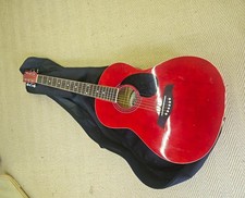 Tiger 6-String Dreadnought Acoustic Guitar Red Full Size Right-Handed w/ Gig Bag