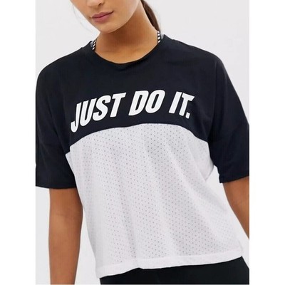 Nike Tailwind ''Just Do It'' Crop Running Tee - Black/White - Small