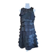 S.L. Fashions Black Dress Sleeveless Embellished Ruffle Tiered Party Cocktail 6