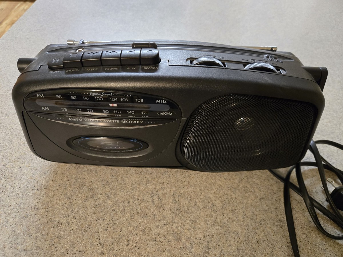 Lenoxx Sound Black AM/FM Radio Cassette Recorder Boombox Cassette