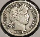 Silver Dime - Barber - 1913 (Sharper grade)