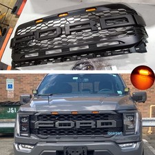 For Ford F150 Grill 2021 2022 2023 Raptor Style Front Bumper Grille Wled Black