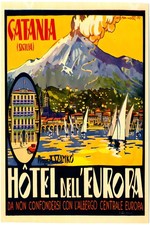 Hôtel dell'Europa - Catania Sicily Vintage Travel Poster 🇮🇹 1930s - Retro