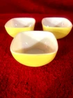 3 Vintage PYREX Small Square Yellow Bowls 407  7oz  USA Ovenware MCM Bright EUC