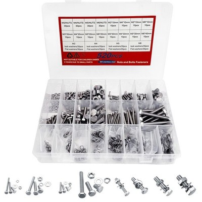 Bolt and Nut Set, 520 Piece M3 M4 M5 M6 Hex Bolts and Nut...