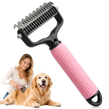 Pet Grooming Brush, Double-Sided Deshedding Dematting Tool for Dogs Cats, Deta