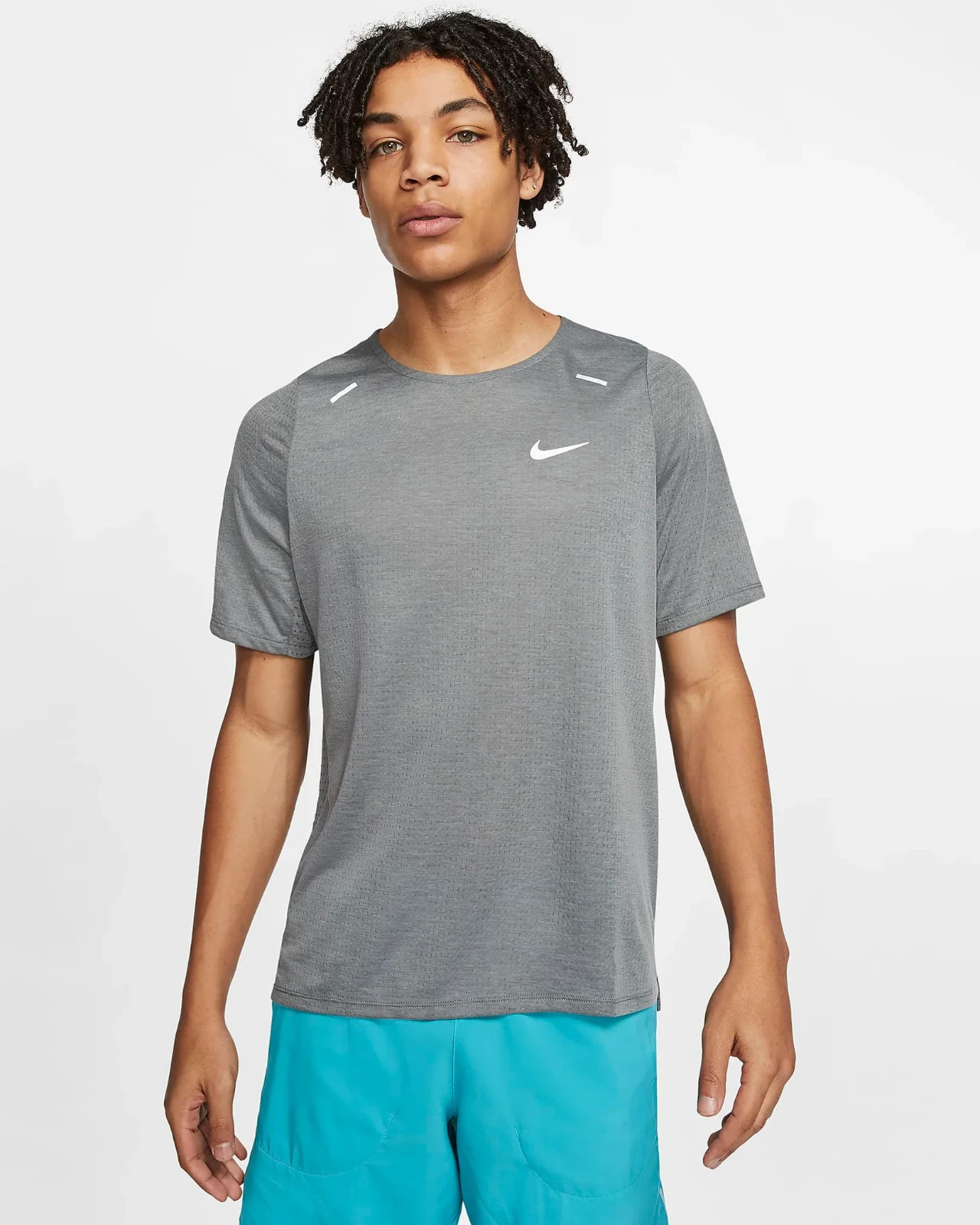 Nike Dri-FIT Rise 365 Mens Running Training Gym Workout Top Shirt Gray XL 2XL