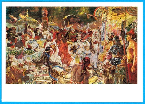 A.Gerasimov 1979 Russian postcard POLOVETSIAN DANCES opera PRINCE IGOR