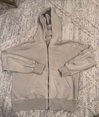 Zara Full Zip Hoodie Girls 11/12  Boxy Cropped Sweatshirt Casual Distressed