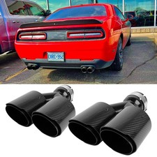 For Dodge Challenger SRT Hellcat 6.2L 3" in Dual 4" Out Exhaust Tip Carbon Fiber