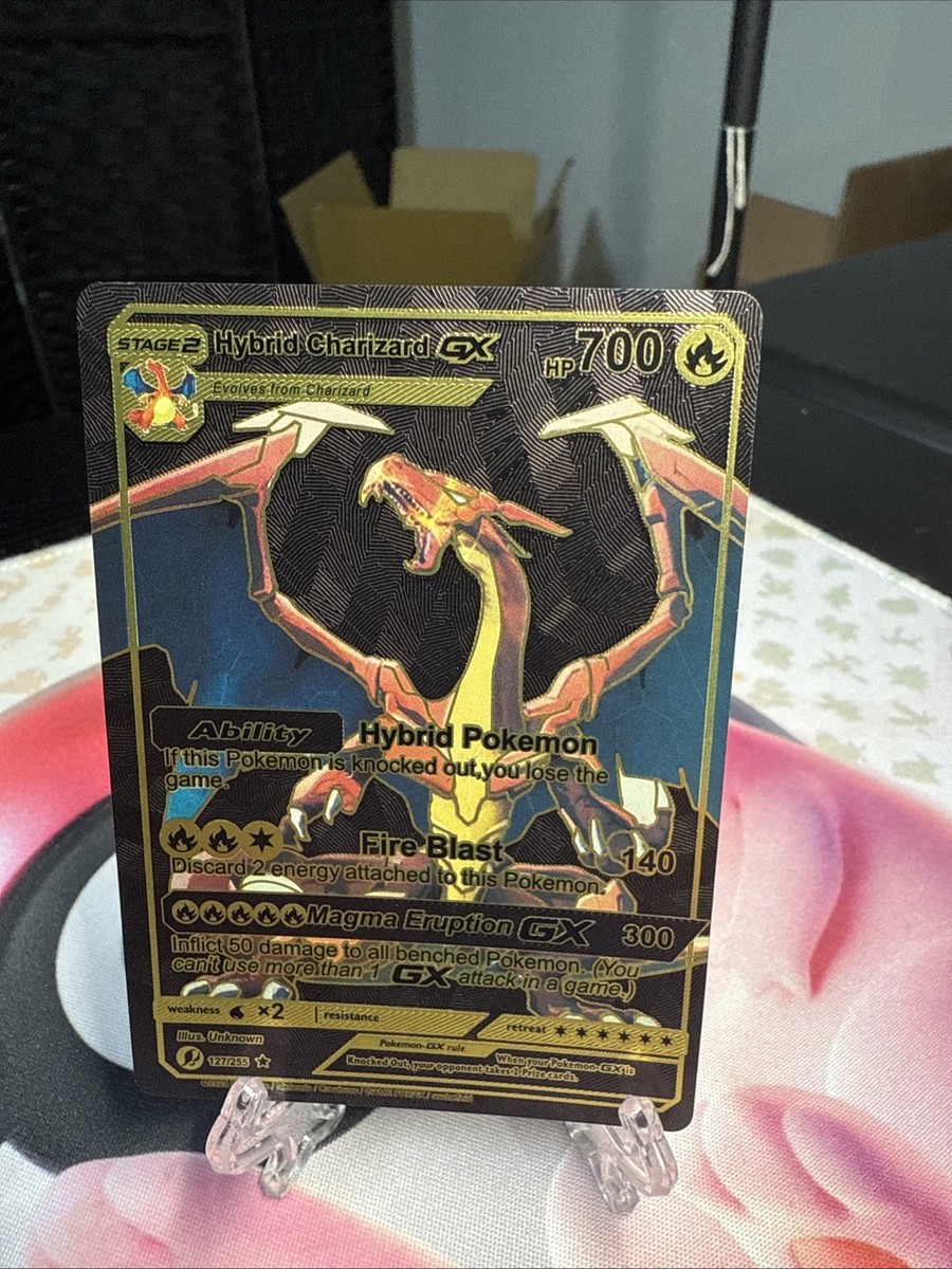 Hybrid Charizard GX Full Art Black Foil Fan Art Card HP 700fire