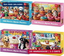 4-Pack 100 Piece Puzzles for Kids Ages 6-8 8-10 Year Old Large Piece Puzzles for
