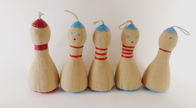 Set 5 Kegel Renate Müller therapeutisches Spielzeug Rupfentier DDR Ostalgie