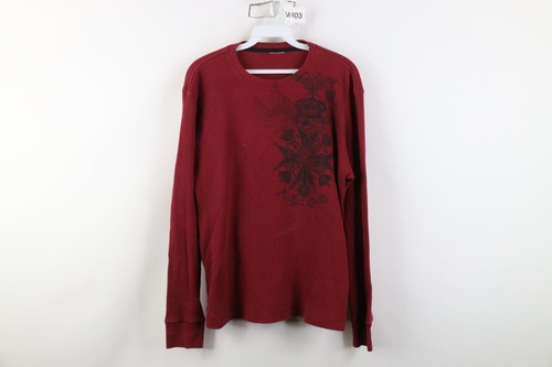 Vtg 90s Y2K Mens Medium Iron Cross Crown UFC MMA Fighting Thermal Knit T-Shirt