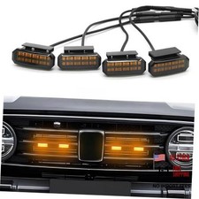 Amber LED Grill Lights for Trucks, Clip On Grille Lights Kit 4PCS Yellow