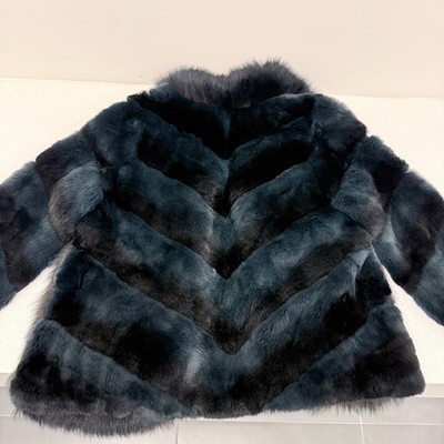 DVF Diane von Furstenberg Black Real Fox & Rex Rabbit Fur Coat