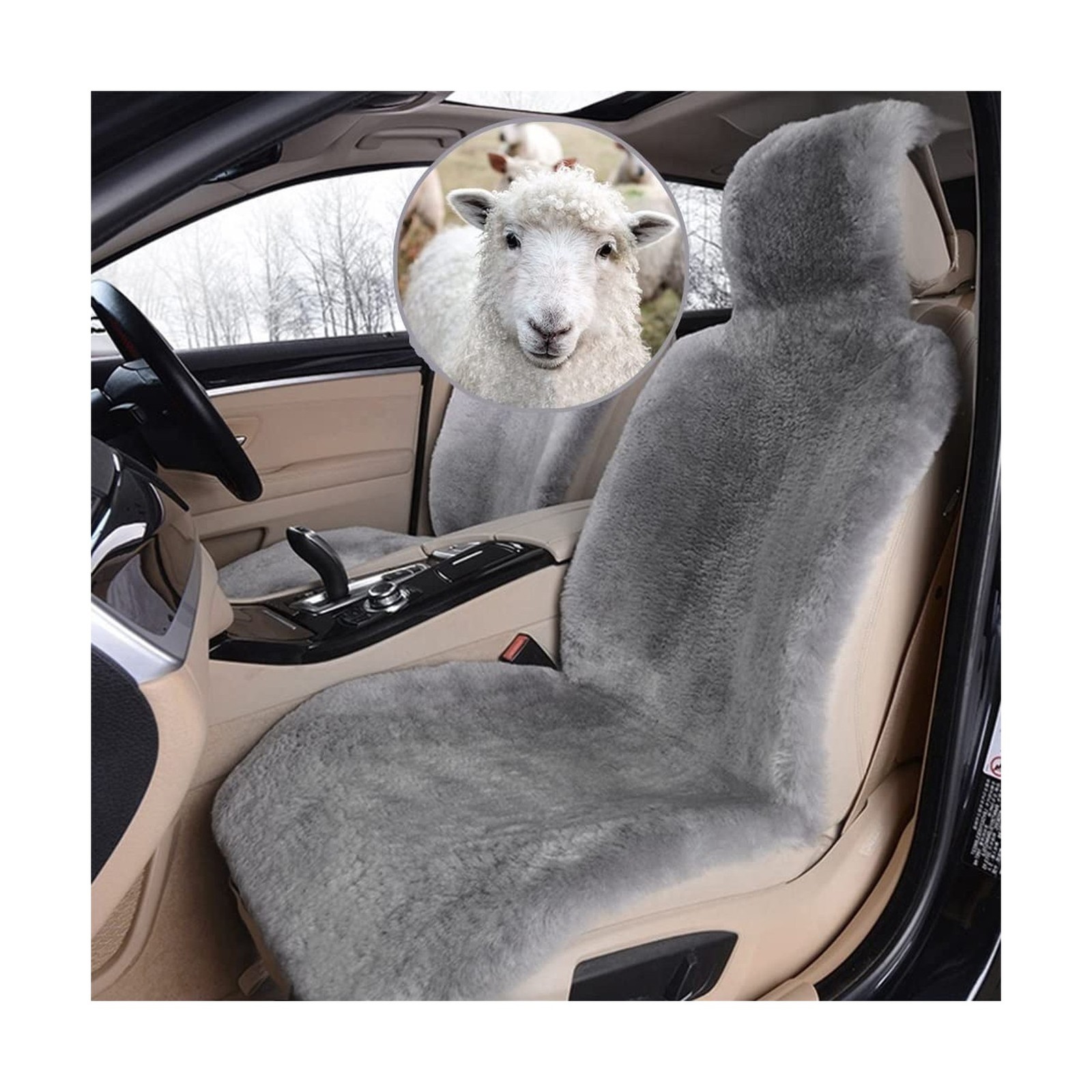 Real Genuine Sheepskin Seat Covers for Cars SUV Trucks Van RV Front Seats She...