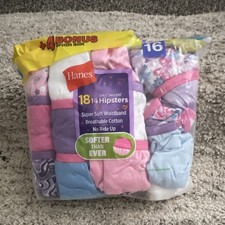 Hanes Girls Tagless Breathable Hipster Underwear 18pk Size 16 Multicolor