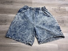 Vintage 90s Cascade Blues Acid Wash Denim Mom Shorts Elastic Waist Womens Sz M/L
