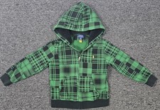 Polo Ralph Lauren Toddler  Little Boys Green Plaid Fleece Full-Zip Hoodie Sz 6