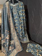 Sadabahar Brand - Farshi Shalwar suit - Embroidered - 3 Pc -Medium Large - 42